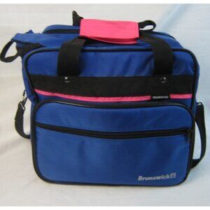 BRUNSWICK Blue 10 Pin Bowling Ball Tote Bag Zip Shoulder Strap